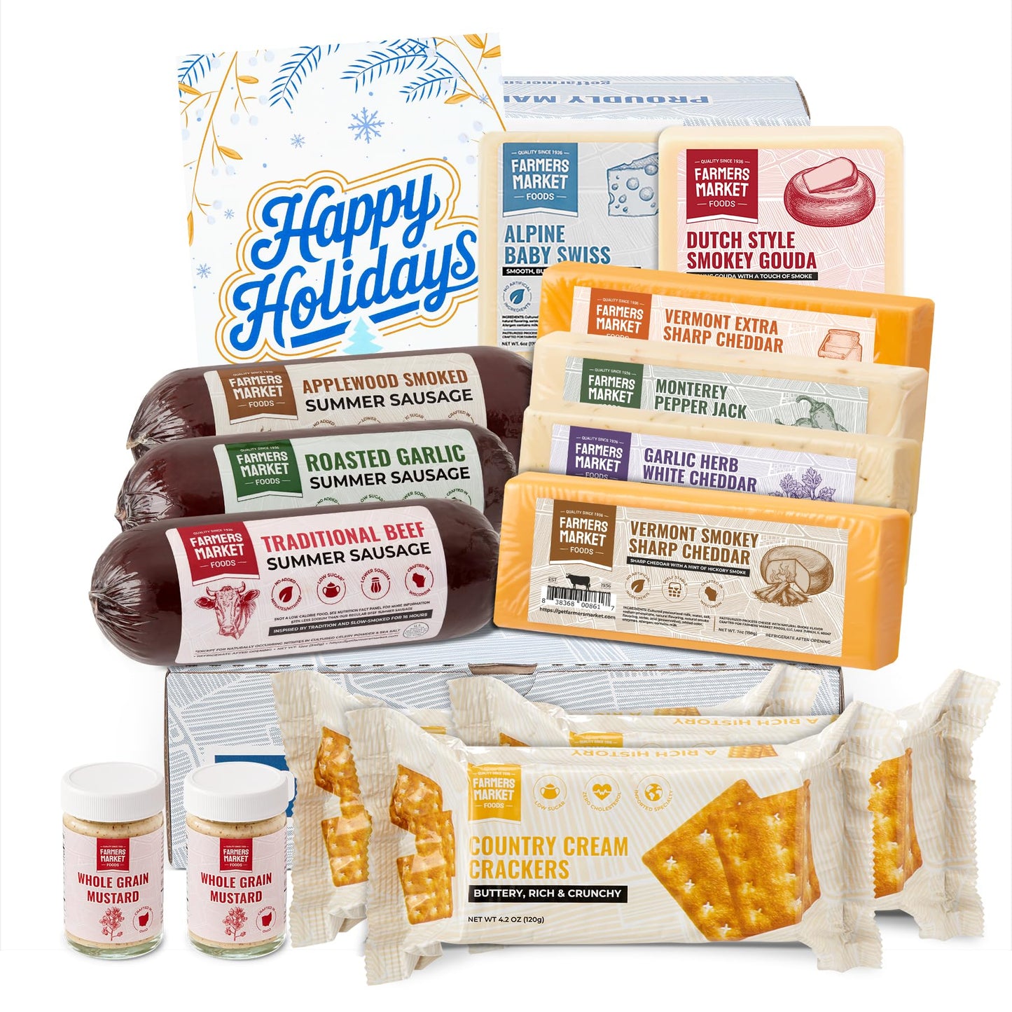 Farmers Market Gift Basket, Gluten Free, Keto, Paleo, Low Sodium, Zero Sugar, Christmas Charcuterie Board, Holiday Meat And Cheese Gift Baskets, Heritage Collection