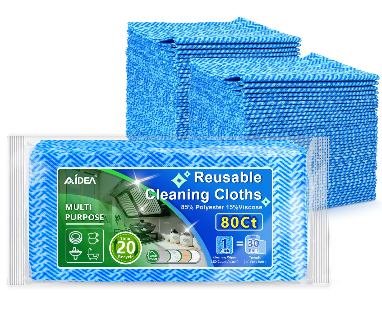 Aidea Cleaning Wipes, Handy Wipes-80Ct(1 Pack), Multi-Purpose Towel Reusable Cleaning Cloths, Domestic Cleaning Wipes, Cleaning