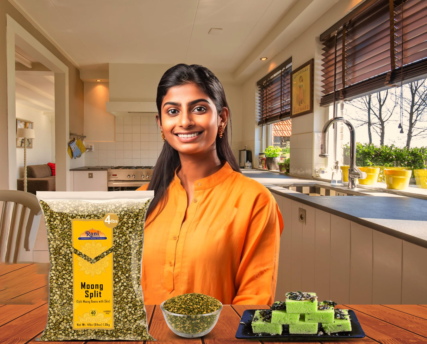 Rani Moong Split (Split Mung Beans With Skin) Lentils Indian 64Oz (4Lbs) 1.81Kg Bulk ~ All Natural | Gluten Friendly | Non-Gmo | Vegan | Indian Origin