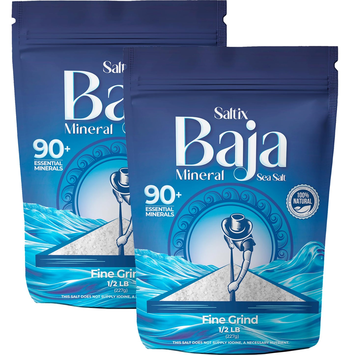 Saltix Baja Mineral Sea Salt - Fine Grind 1 Lb, 320+ Servings - 100% Natural & Unrefined, Hand-Harvested from the Sea of Cortez