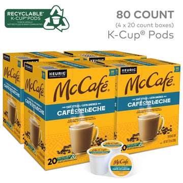 McCafe Cafe Styles of Latin America Cafe con Leche, Keurig Single Serve K-Cup Coffee Pods, 80 Count (4 Packs of 20)