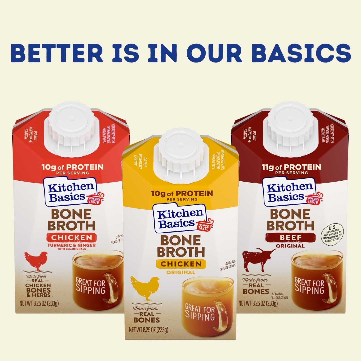 Kitchen Basics Beef Bone Broth, 8.25 oz. (Pack of 12)