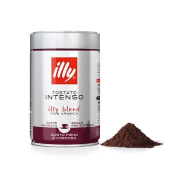 Illy Intenso Ground Espresso Coffee - Bold Roast, Intense, Robust, Full Flavored With Notes Of Deep Cocoa - 100% Arabica Coffee - 8.8 Oz Can (Pack Of 12)