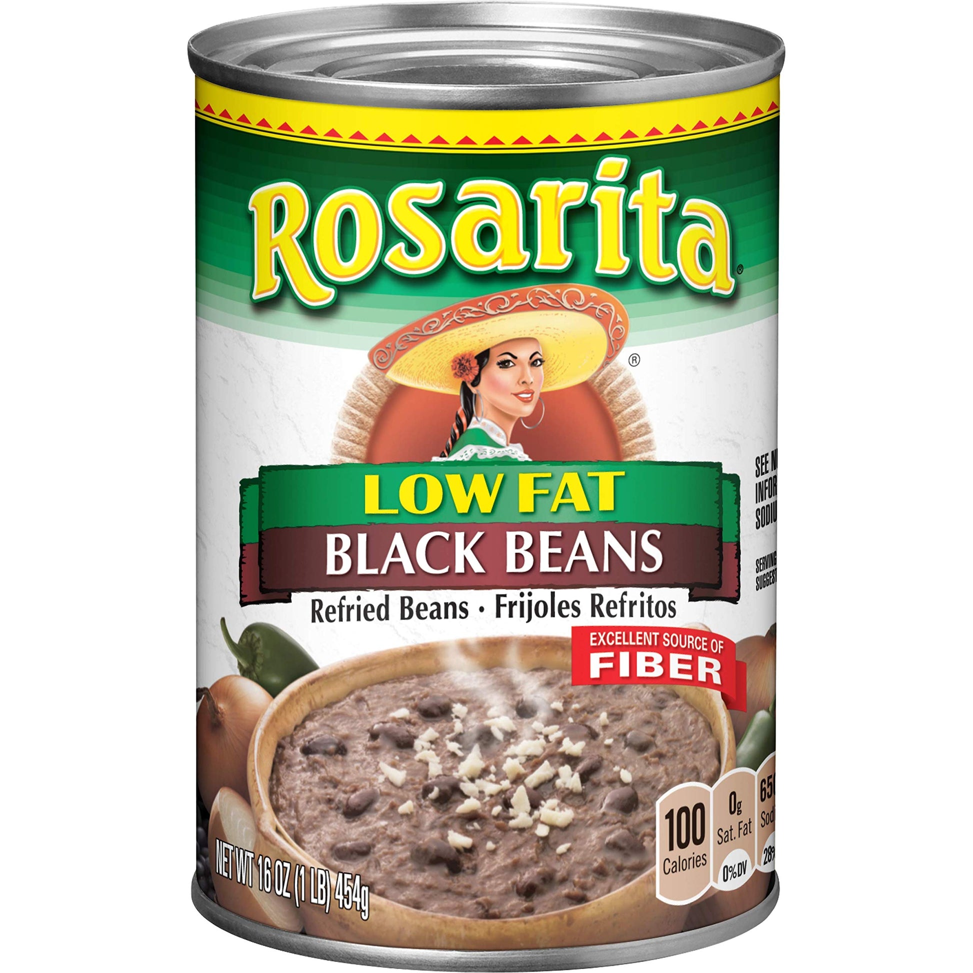 Rosarita Low Fat Refried Black Beans, 16 Oz, 12 Pack