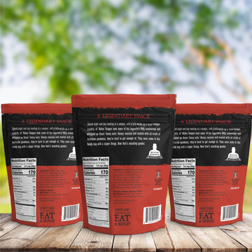 Rufus Teague Hot BBQ Variety Pack – Sweet, Spicy & Smoky Nuts, 9 oz Resealable Pouches, 3 Pack