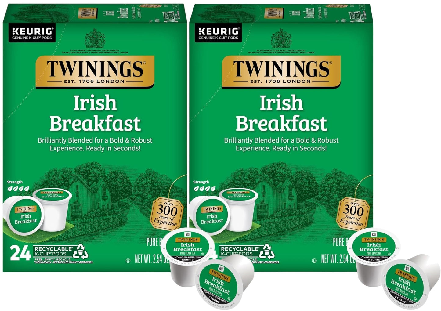 Twinings Irish Breakfast Tea K-Cup Pods For Keurig, Caffeinated Black Tea, Robust, Strong, Bold Flavour, 24 Count (Pack Of 2), Enjoy Hot Or Iced