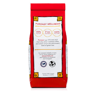 Puroast Low Acid Coffee Bean | Colombian Supremo Whole Bean | Medium Roast | High Antioxidants & High Ph |No Bitter Aftertaste |