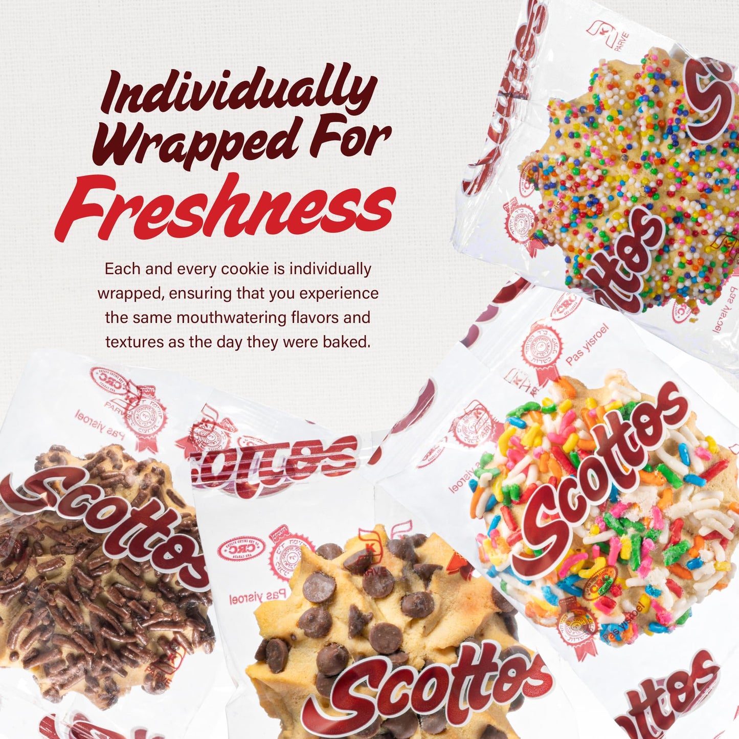 Scottos Cookies Assorted Chocolate Chip Cookies - Pack of 18, 8.5 x 8.5 x 2.3 inches, Gourmet Birthday with Rainbow Sprinkles