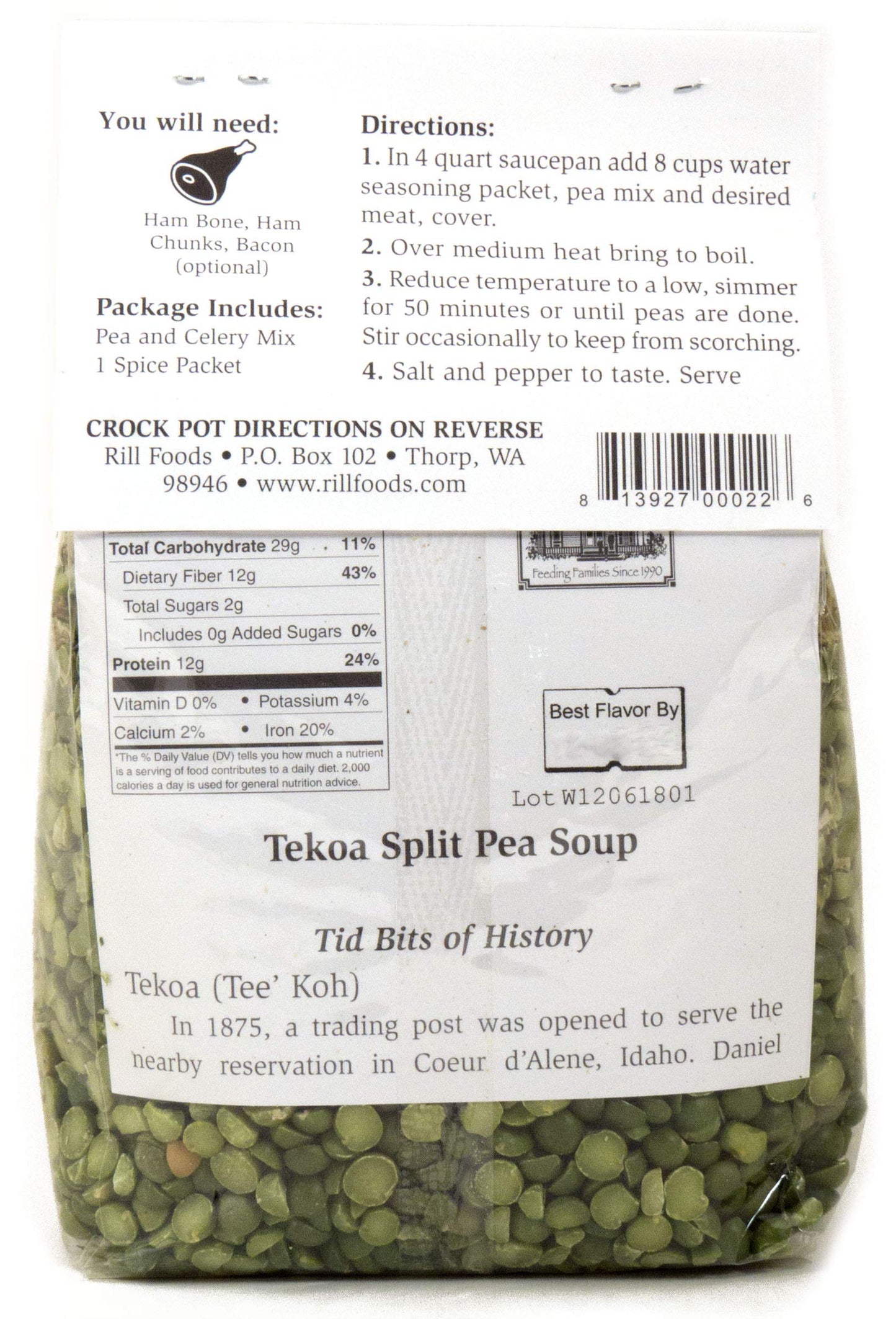 Rill Foods Tekoa Split Pea Soup Mix 16 Oz