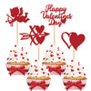 ZHUOWEISM 24 PCS Cupcake Toppers Glitter Heart XOXO Cupid Design 2 Red Bamboo Small Party Decorations