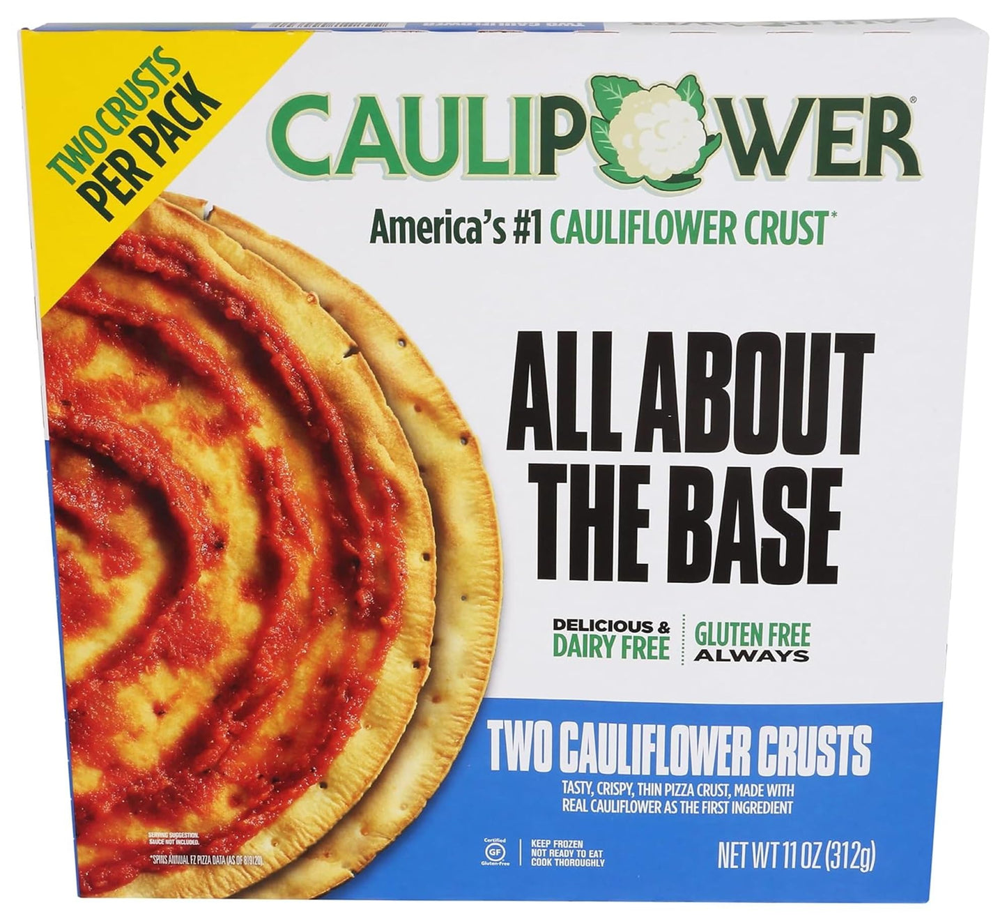 CAULIPOWER Cauliflower Pizza Crust, Original, 12 oz (Pack of 2)