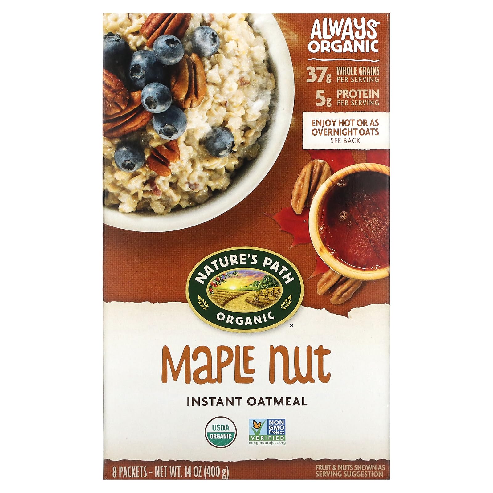 Organic Instant Oatmeal, Maple Nut, 8 Packets, 14 Oz (400 G), Nature'S Path