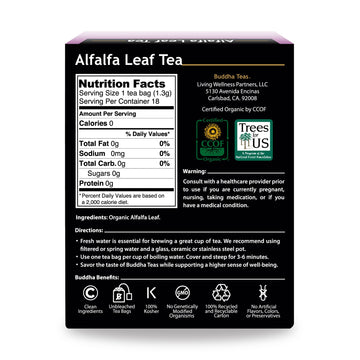 Buddha Teas Organic Alfalfa Leaf Tea - Ou Kosher, Usda Organic, Ccof Organic, 18 Bleach-Free Tea Bag