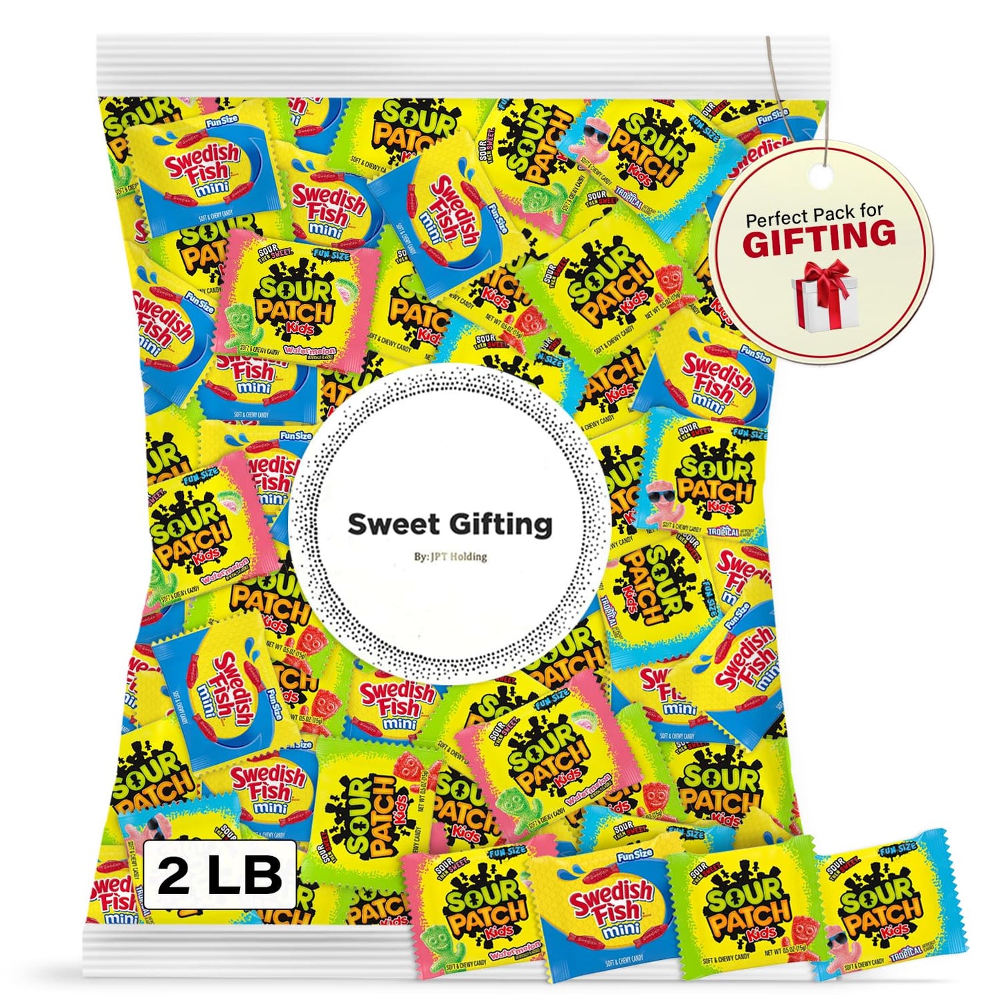 Sweet Gifting Sour Patch Kids Swedish Fish Bulk Mix | 2 Lb Bulk Gummy Candy Variety Pack | Fun Size Soft Chewy Gummies Candy Bag