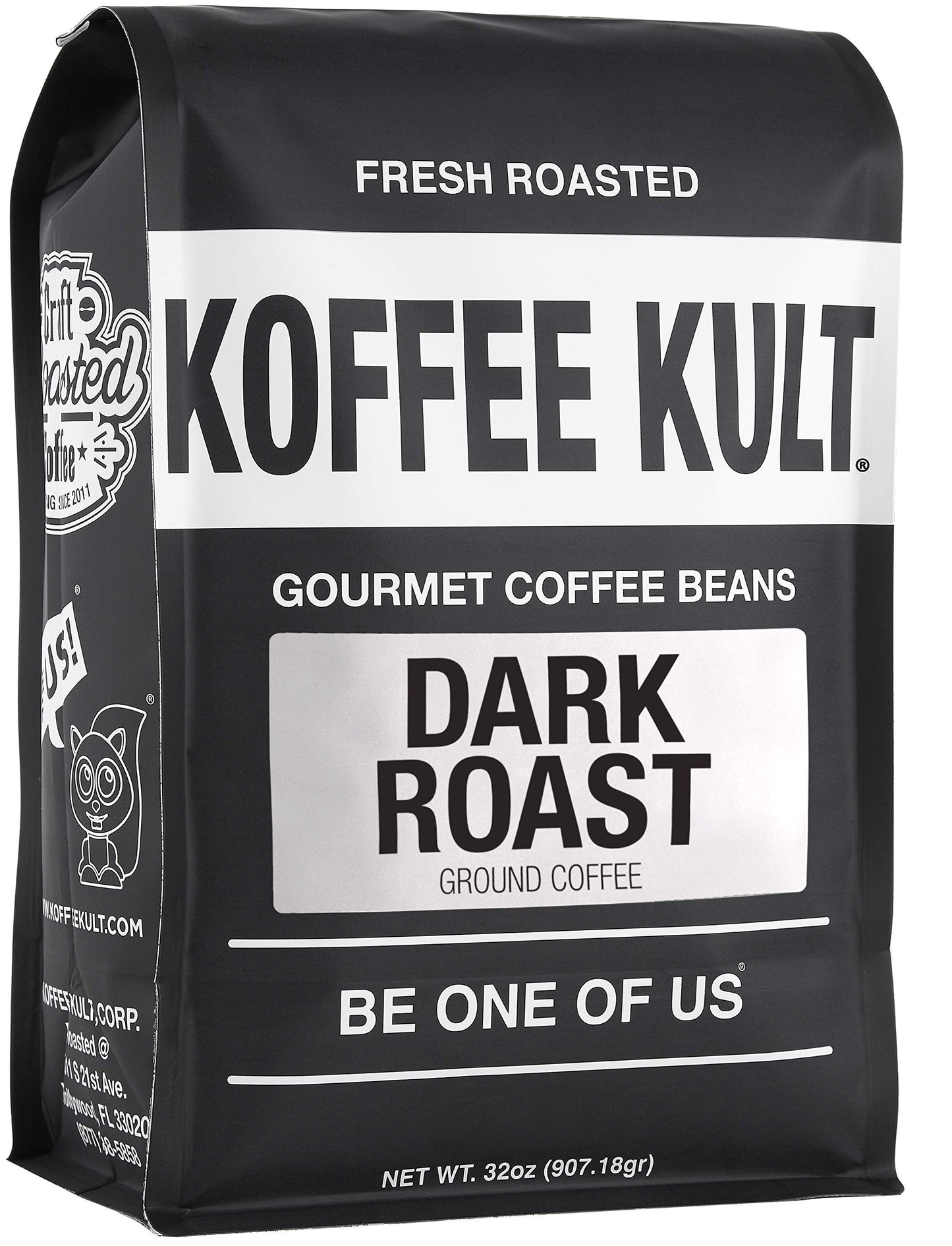Koffee Kult Dark Roast Ground Coffee - Small Batch Gourmet Aromatic Artisan Blend 100% Arabica Coffee Organically Sourced (Ground, 32Oz)