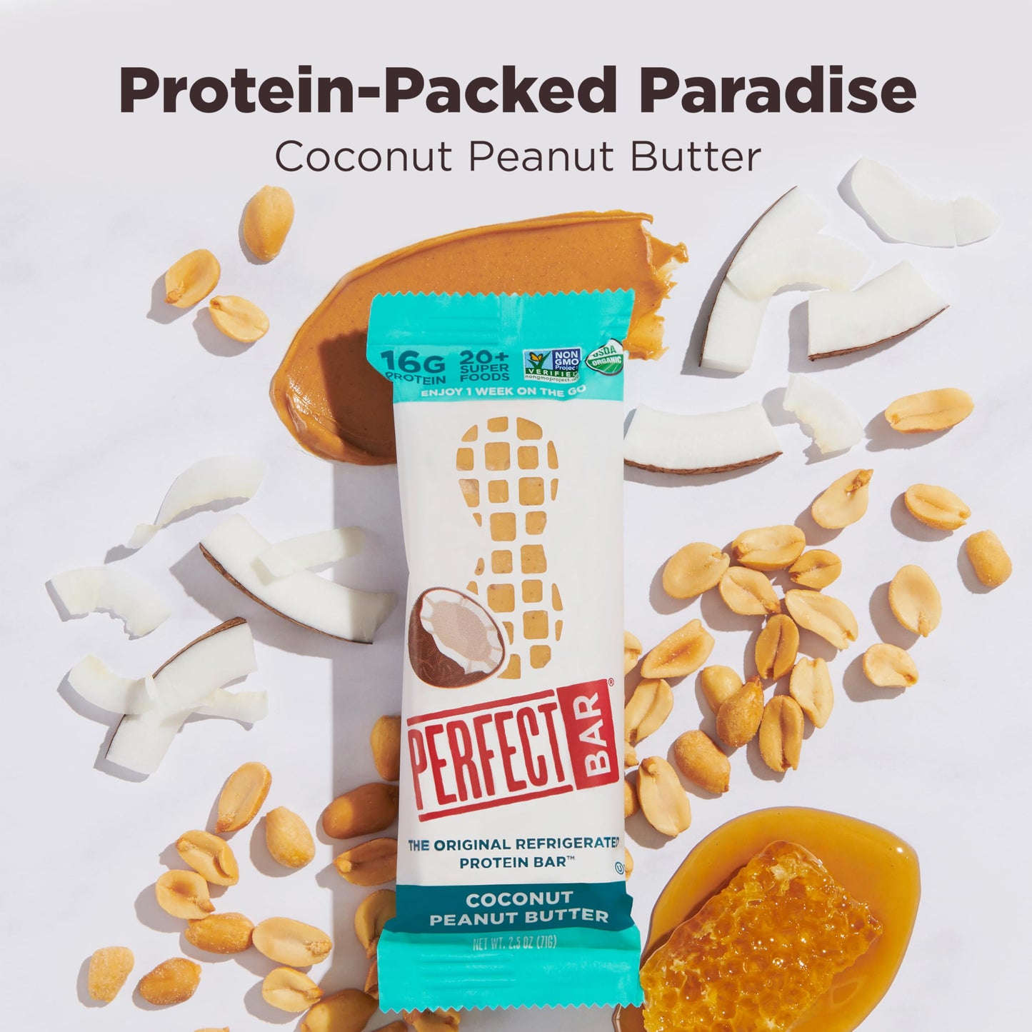 Perfect Bar Original Refrigerated Protein Bar, Coconut Peanut Butter, 2.5 Ounce Bar, 8 Count (Pack of 3)
