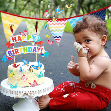 Wafer Butterfly Cupcake Toppers 3D Colorful Butterfly Cake Decoration Realistic Butterfly Dessert Decoration For Birthday Party