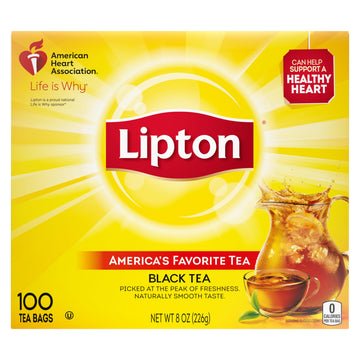 Lipton Tea Bags, Black Tea, Iced Or Hot Tea, Can Support Heart Health, 600 Total Tea Bags (100Ct - Pack Of 6)