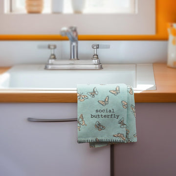 Karma Bee Tea Towel - 100% Cotton Hand Towels For The Kitchen - Modern Home Decor - Light Blue Small