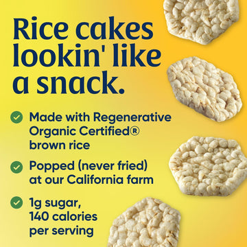 Lundberg Organic White Cheddar Rice Cake Minis, 5 Ounce, Gluten-Free, USDA Certified Organic, Non-GMO Verified, Whole Grain Brow