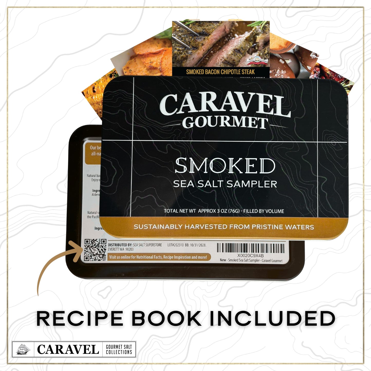 Caravel Gourmet Smoked Sea Salt Sampler Set - Alderwood, Cherrywood, Bacon & Garlic, 0.5 oz x 6 Flavored Salts