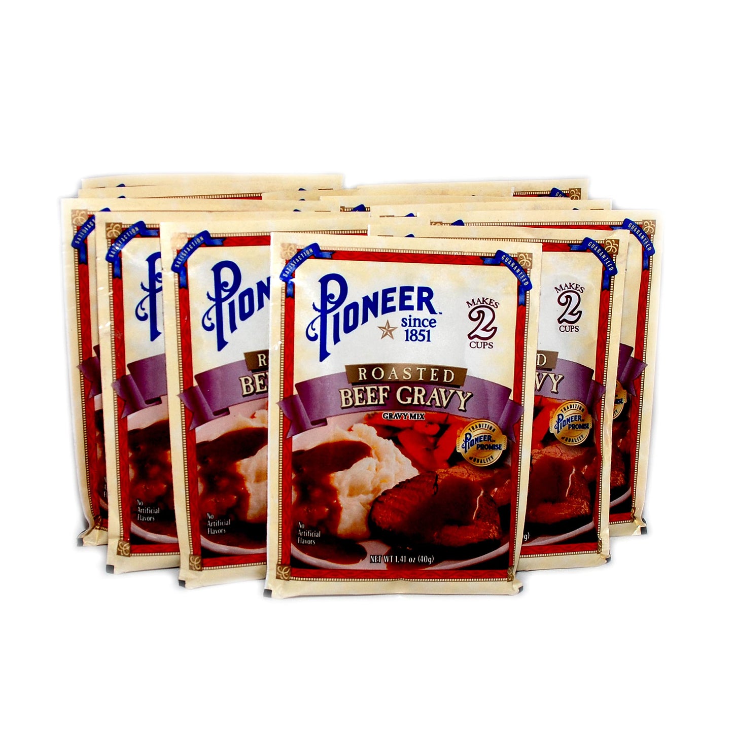 Pioneer Roasted Beef Gravy Mix, 12-1.41 Oz Packets, Makes 24 Cups Of Prepared Gravy, 12Pk Bundled With A Jfs Recipe Card