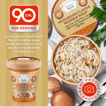 Skinny Pasta Healthy Shirataki Noodle Mushroom Soup | Ultra-Low Calorie Konjac Noodles Ramen For Weight Loss | High Fiber, Carb Free, Keto & Paleo Friendly Vegan Noodles Instant Soup | 6 Pack