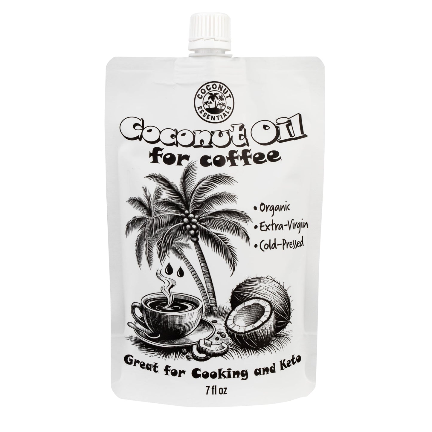 Coconut Essentials - Organic Coconut Oil for Coffee, Cold-Pressed, MCT Oil for Weight Loss, Brain & Digestive Health, Keto-Frien