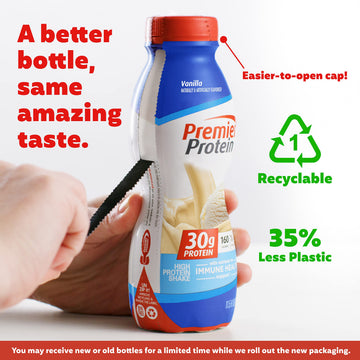 Premier Protein Shake, Vanilla, 30g Protein, 1g Sugar, 24 Vitamins & Minerals, Nutrients to Support Immune Health 11.5 fl oz, 12