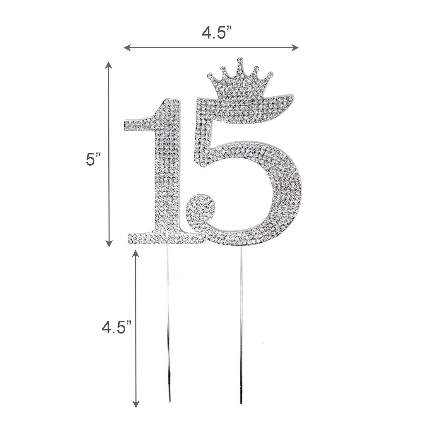 Chloe Elizabeth Quinceanera Rhinestone Cake Topper, Silver, 2 Count, Model 14206654