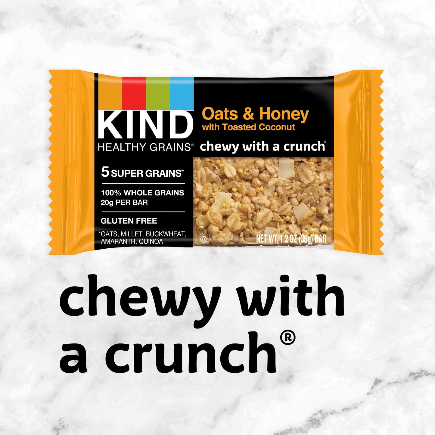Kind Healthy Grains Oats & Honey With Toasted Coconut Bars, Gluten Free Snacks, 1.2 Oz Bars (40 Count)