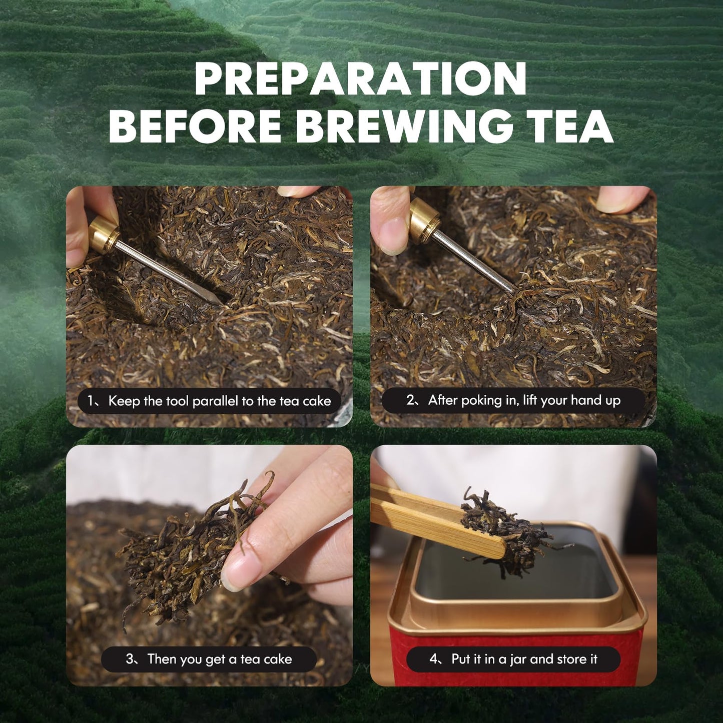 Khs Organic Raw Pu Erh Tea Cake, 12.6 Oz Usda Certified Organic Puerh Tea Cake, No Dust Production Workshop, Aged Chinese Yunnan