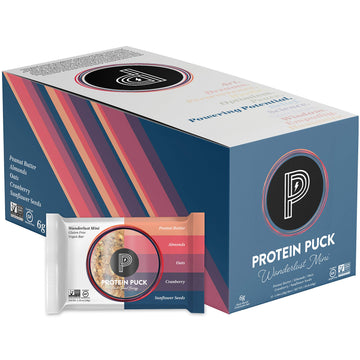 Protein Puck Mini Protein Bars, Wanderlust, Case Of 12 - High Protein Snacks With 6 Grams Of Vegan Protein - Gluten-Free, Non-Da