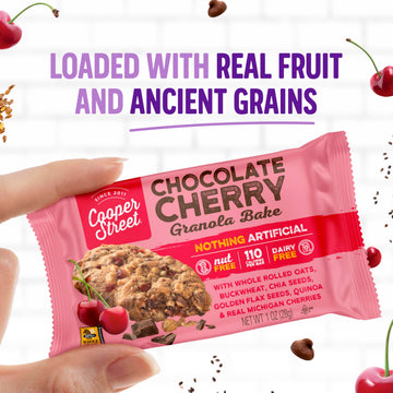 Cooper Street Granola Cookie Bake - Chocolate Cherry Chewy Granola Bars | Individually Wrapped Healthy Breakfast Bars | 6 Oz | 6