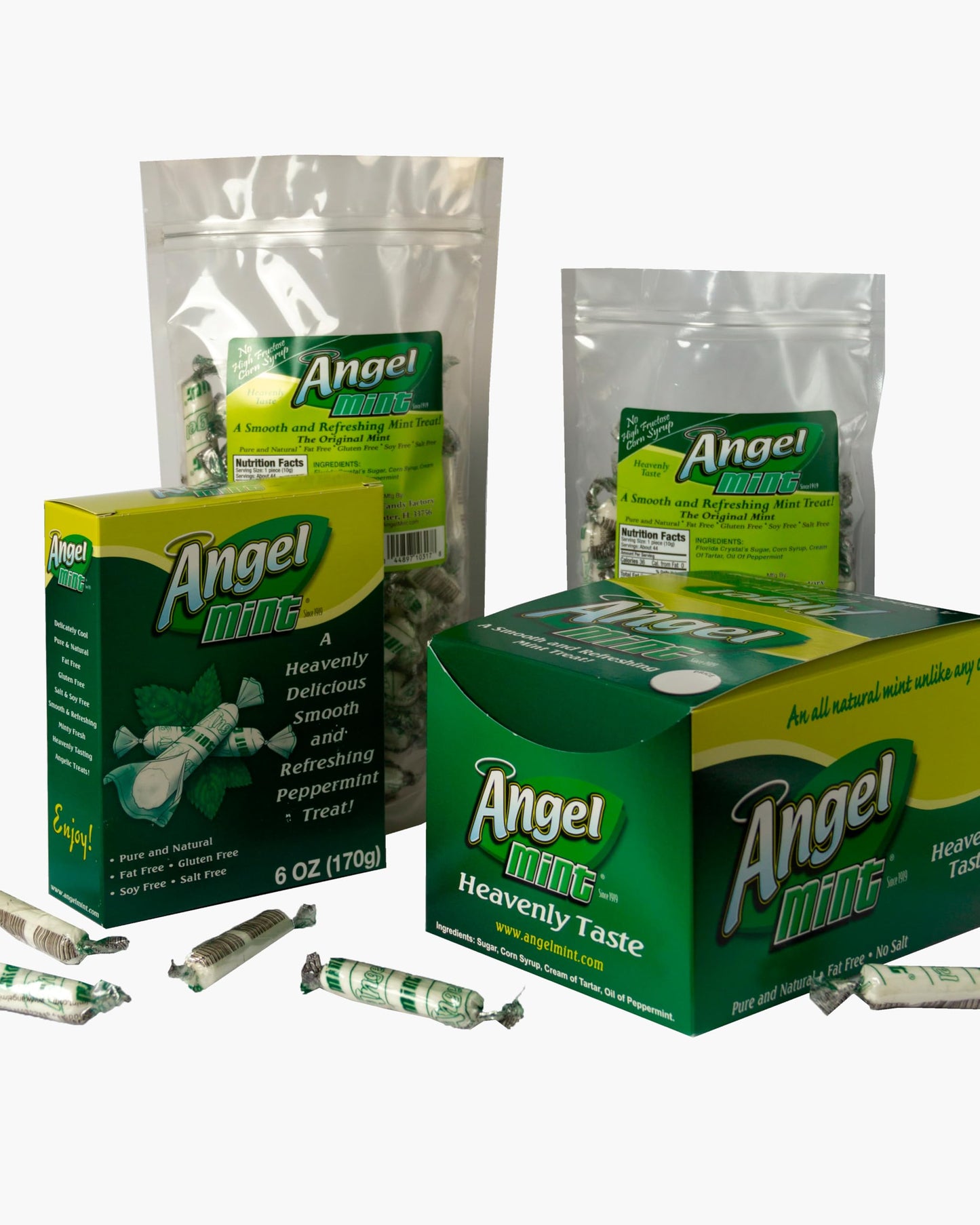 Original Angel Mint 40 oz box | Individually Wrapped Mint Treats | Old Fashion Candy |Pure and Natural | Fat Free | Gluten Free