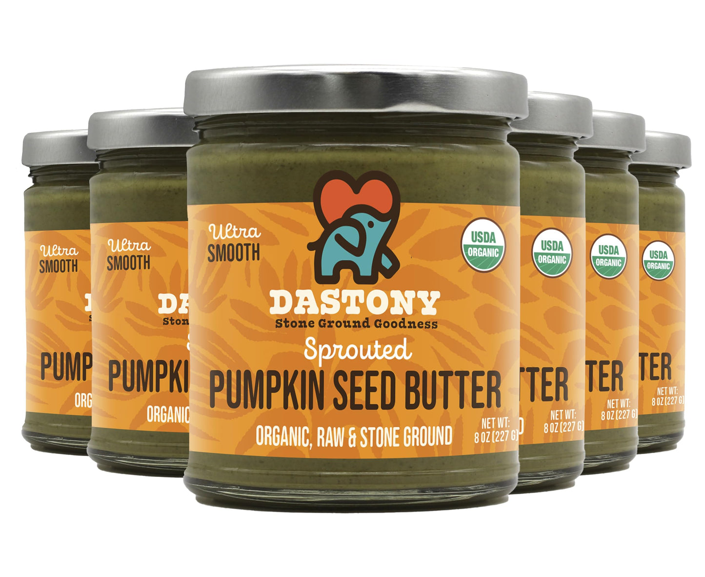 Dastony Organic Raw Sprouted Pumpkin Seed Butter 8 Oz | Only One Ingredient | Vegan Paleo And Keto Friendly Non Gmo Gluten-Free - Pack Of 6