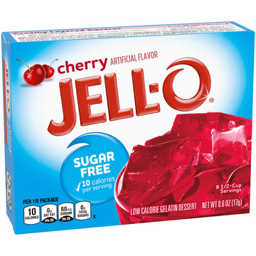 Jell-O Sugar-Free Cherry Gelatin Mix 0.6 Ounce Box (Pack Of 6)