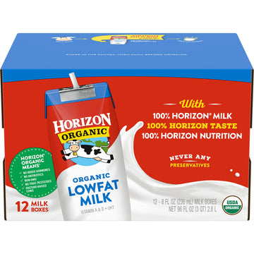 Horizon Organic Shelf-Stable 1% Low Fat Milk Boxes, 8 oz., 12 Pack