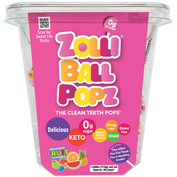 Ball Popz 60Ct Tub - Assorted Flavors, Sugar-Free, Dental-Friendly Lollipops For Guilt-Free And Flavorful Snacking