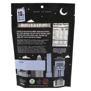 Louisville Vegan Jerky Smoked Black Pepper 5-Pack, 21g Non-GMO Soy Protein, Gluten-Free, 2.5 oz Each