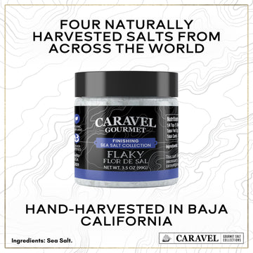 Natural Sea Salt Mega Sampler: Fine Grain, Fleur de Sel, French Grey, Pink Himalayan Sea Salts, 4 oz Jar 4-Pack, Caravel Gourmet