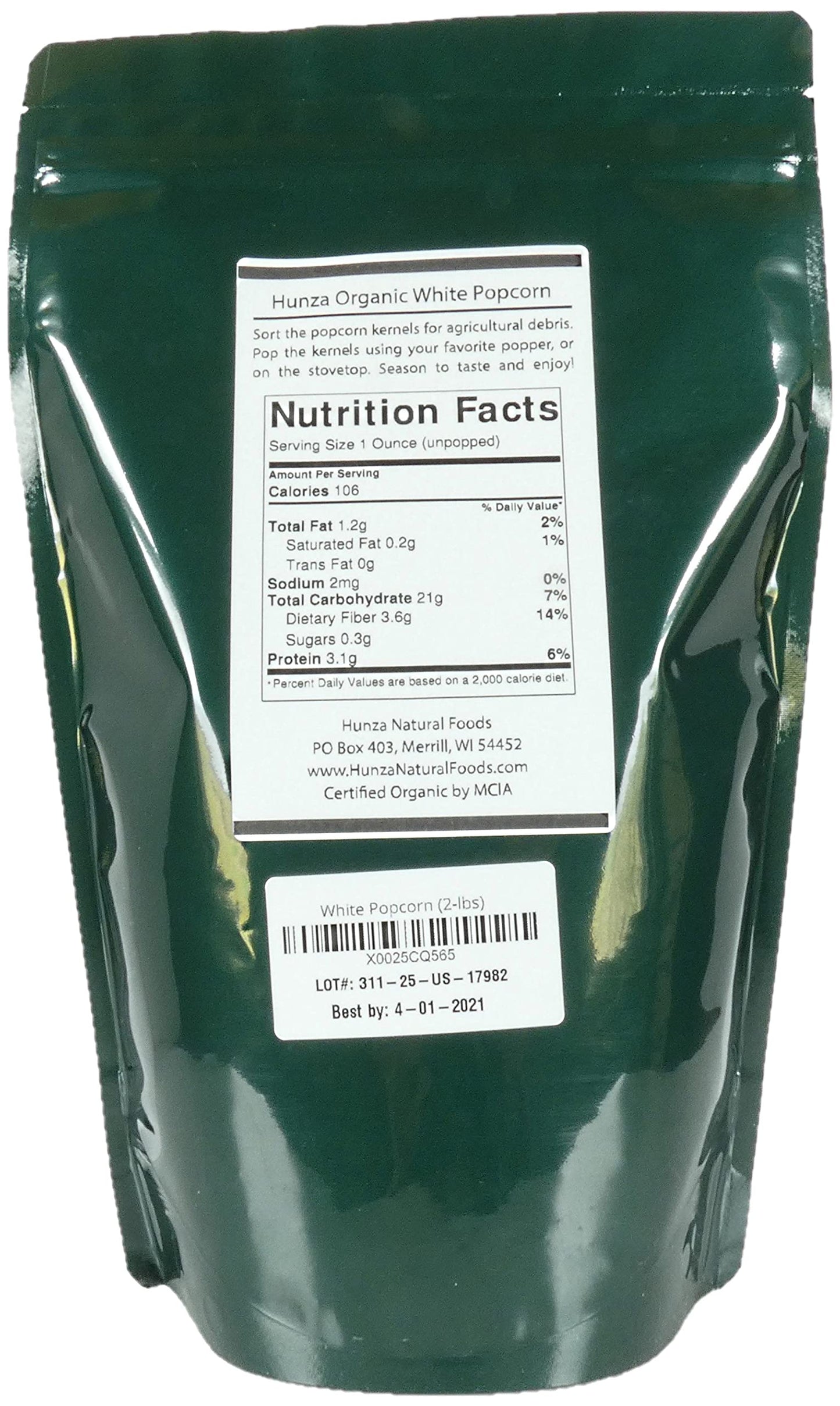 Hunza Organic White Popcorn (2-Lbs)