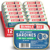 Bumble Bee Sardines In Water With No Salt Added 3.75 Oz Tin (Pack Of 12) - Wild Caught Gluten Free Keto Kosher Clean Ingredients