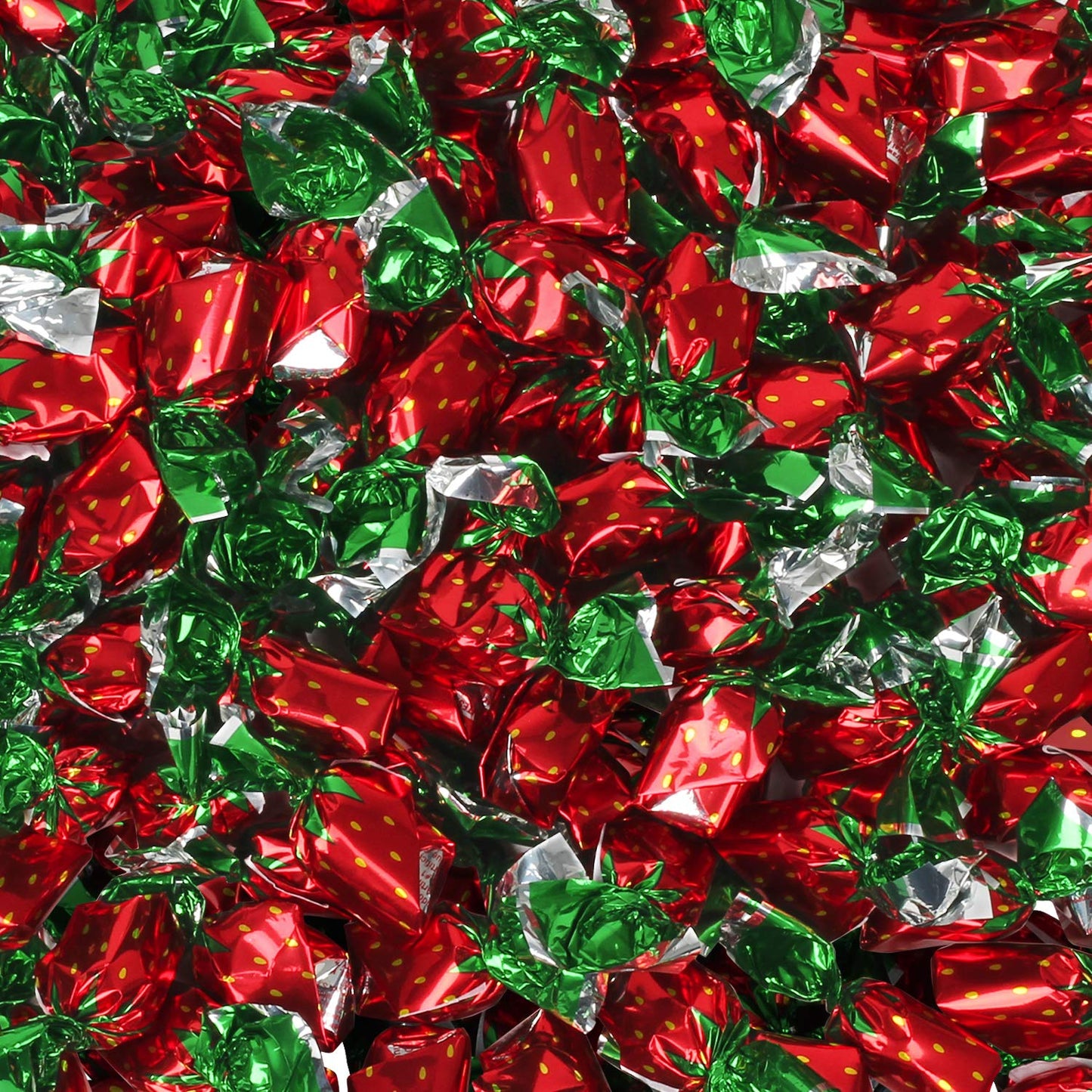 Strawberry Hard Candy - 5 Pounds - Strawberry Bon Bons - Strawberry Filled Hard Candies - Red and Green Candy - Classic Hard Can