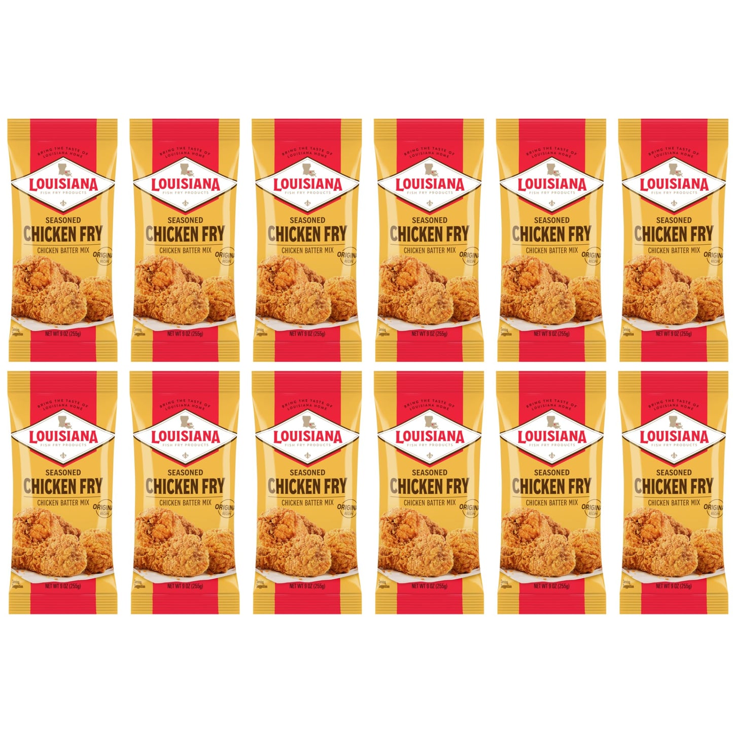 Louisiana Seasoned Chicken Fry Batter 9 oz (Pack of 12) - Crispy Southern Coating Mix for Fried Chicken - Delicious and Convenie