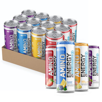 Optimum Nutrition Amino Energy Drink with Electrolytes, Caffeine & BCAAs, Variety Pack, 12 Fl Oz (12 Pack), Orange