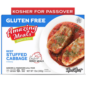 Kosher for Passover Ready Meals - Beef Stuffed Cabbage Rolls in Gravy, MRE Meat Meals Ready to Eat, Gluten Free Food (1 Pack) Pr