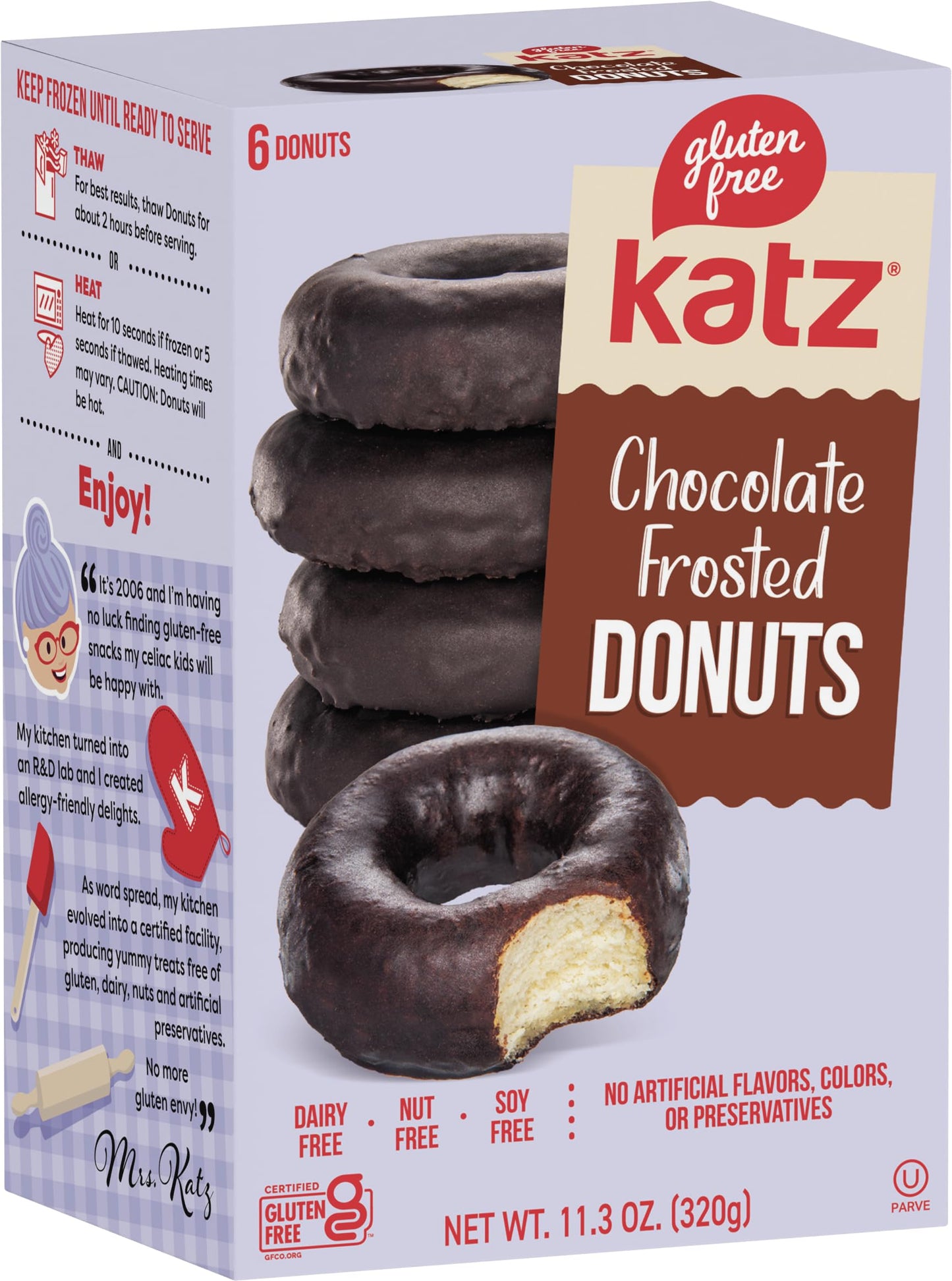 Katz Gluten Free Top 4 Donut Flavors Snack. Powdered, Glazed, Cinnamon, Chocolate Frosted. Free Of Dairy, Soy, Tree Nuts And Pea
