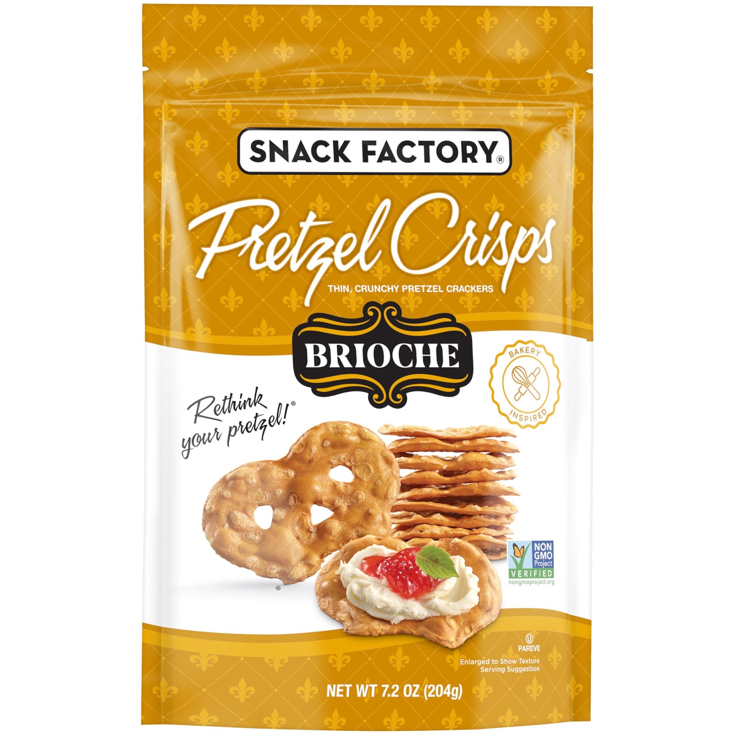 Snack Factory Pretzel Crisps Brioche Pretzel Crackers, 7.2 Oz Bag