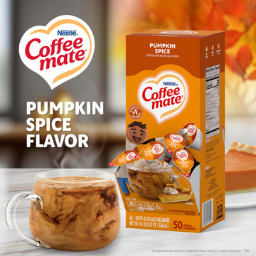 Nestle Coffee mate Coffee Creamer, Pumpkin Spice, Liquid Creamer Singles, Non Dairy, No Refrigeration, 0.375 fl oz Tubs (Pack of